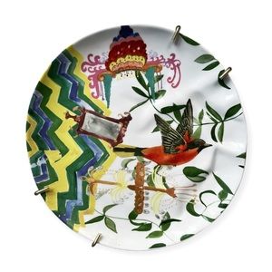 RARE Rebekah Maysles Anthropologie Salad Dessert Plate Bird Art,  8. 5”